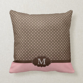 Rosa braune Punkte + stripes Monogrammkissen Kissen