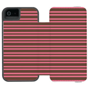 Rosa braune Streifen nahtloses Muster Incipio Watson™ iPhone 5 Geldbörsen Hülle