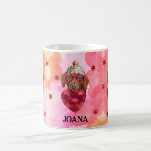Rosa Brauner Dachshund Valentinstag Geschenk Hund Kaffeetasse