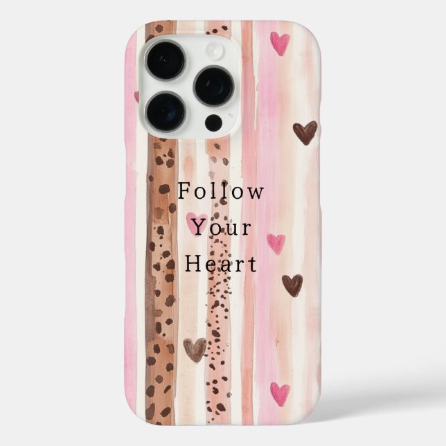 Rosa brauner Leopard Druckhörer Streifen iPhone 16 Pro Hülle (Rückseite)