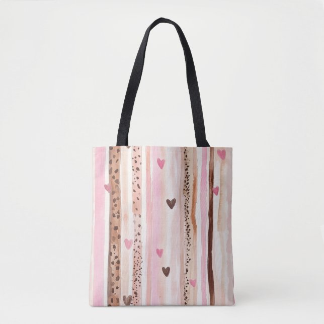 Rosa brauner Leopard Druckhörer Streifen Tasche (Vorderseite)