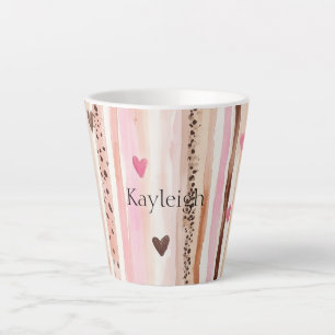 Rosa brauner Leopard Druckstreifen Herz Milchtasse