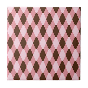 Rosa-braunes Harlekin-Diamantmuster Fliese