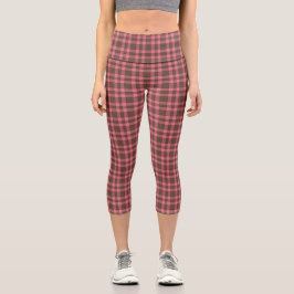 Rosa braunes Karomuster Capri Leggings