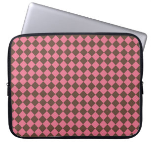 Rosa Braunes Schachbrett Diamantmuster Laptopschutzhülle