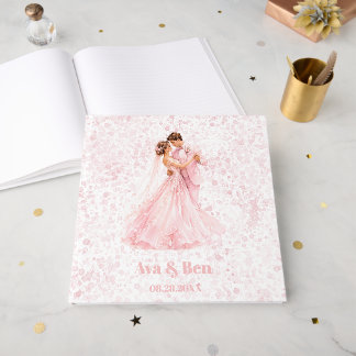 Rosa Braut & Bräutigam Tanzende Hochzeit Gästebuch