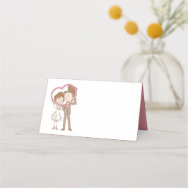 Rosa Braut Groom Cartoon Hochzeitssemble Brautpart Platzkarte