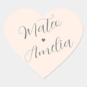 Rosa Braut und Bräutigam Namen auf Hochzeit Herz-Aufkleber