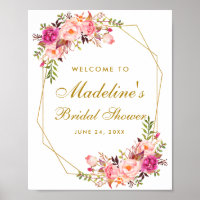 Rosa Brautparty Blütengrün Gold Willkommen