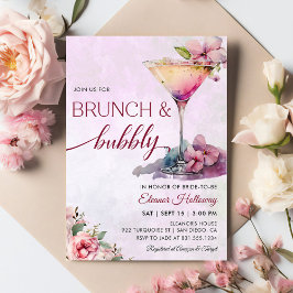 Rosa Brautparty Brunch und Bubbly Einladung