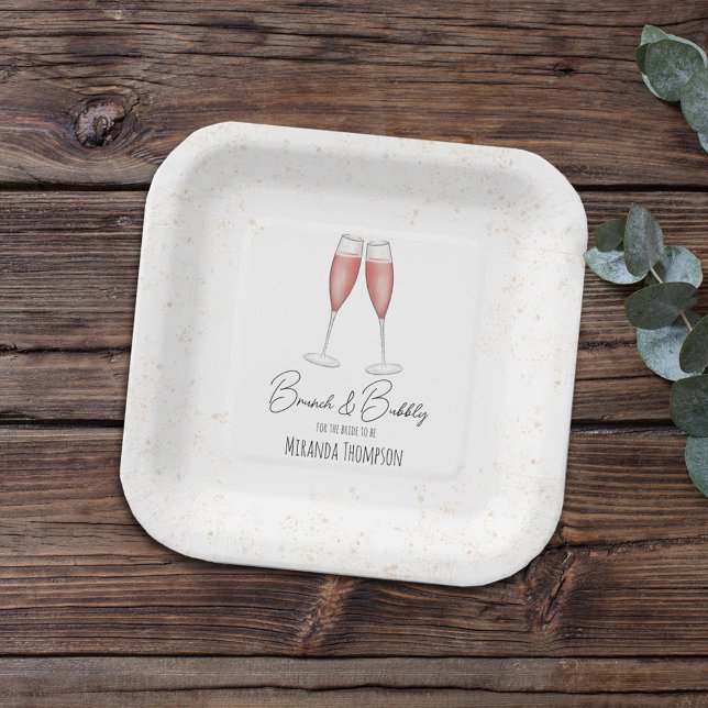 Rosa Brautparty Brunch und Bubbly Pappteller (Von Creator hochgeladen)