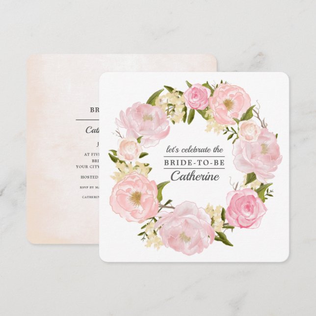 Rosa-Brautparty Einladung (Vorne/Hinten)