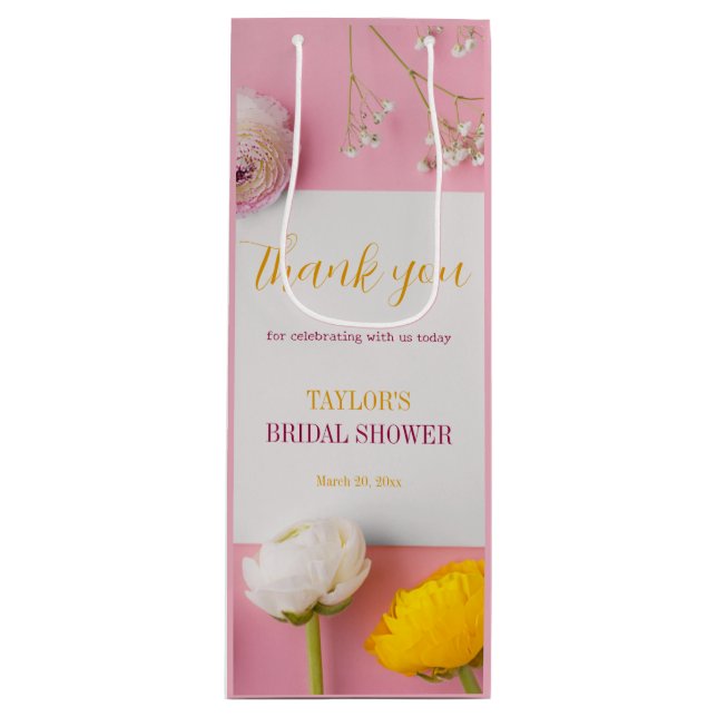 Rosa Brautparty Geschenktüte Für Weinflaschen (Vorderseite)