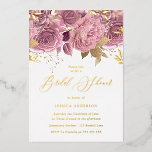 Rosa Brautparty Gold Folieneinladung