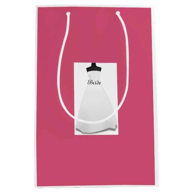 Rosa Brautparty Hochzeitskleid Brautbeutel Mittlere Geschenktüte (Vorderseite)