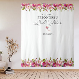 Rosa Brautparty mit Blumen und hohen Absätzen Will Wandteppich