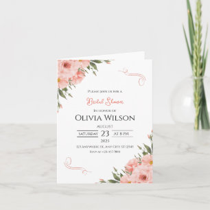 Rosa Brautparty mit floralen Flecken Einladung