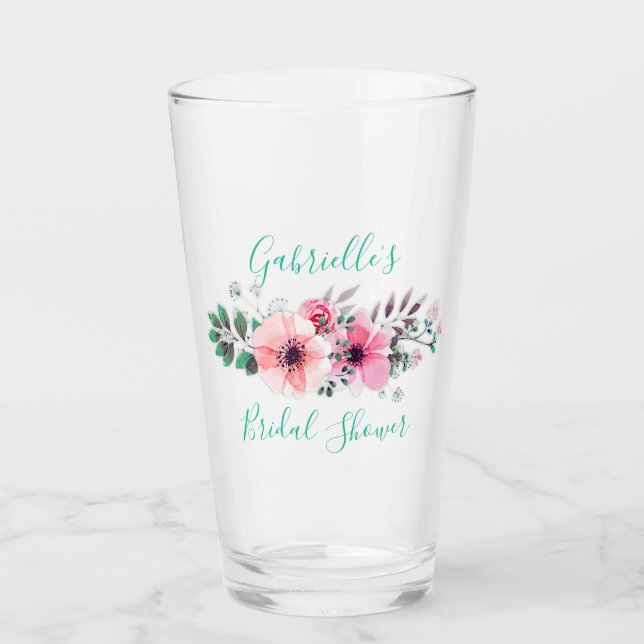 Rosa Brautparty Personalisierter Trinkbehälter Glas (Vorderseite)