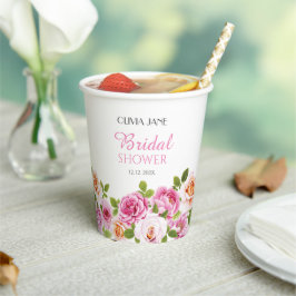 Rosa Brautparty Petals und Prosecco Pappbecher