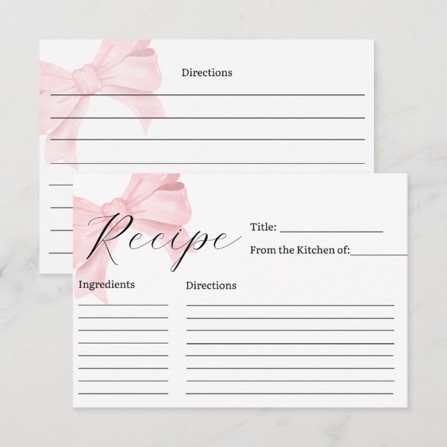 Rosa Brautparty Rezeptkarte Dankeskarte (Vorne/Hinten)