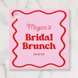 Rosa Brautparty Rosa Wavy Border Brunch Geschenkanhänger