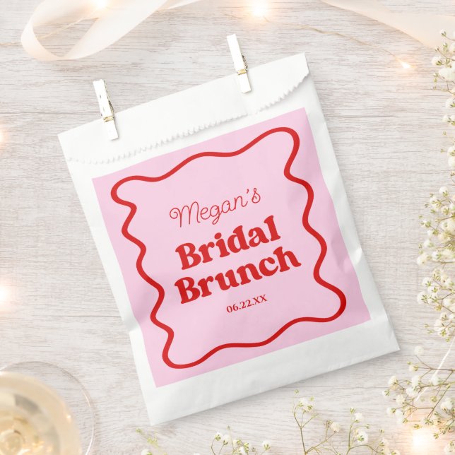 Rosa Brautparty Rosa Wavy Border Brunch Geschenktütchen (Ausgeschnitten)
