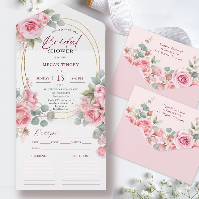 Rosa Brautparty Rose Gold Rezept All In One Einladung (Von Creator hochgeladen)