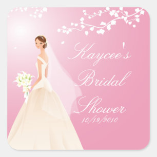 Rosa Brautparty Square Sticker
