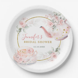 Rosa Brautparty Tee Party Pappteller
