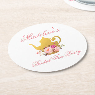 Rosa Brautparty Tee Party Runder Pappuntersetzer