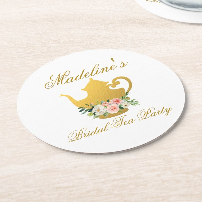 Rosa Brautparty  Tee Party Runder Pappuntersetzer (Angewinkelt)