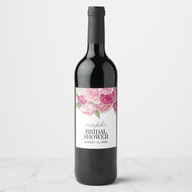 Rosa Brautparty Weinkeller Rosen Weinetikett (Vorderseite)