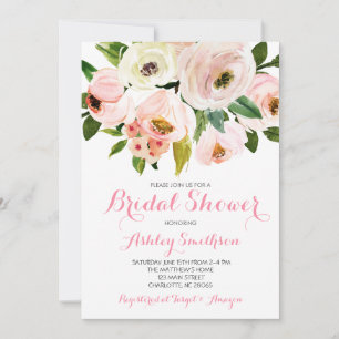 Rosa Bridal Dusche Einladungen, rosa Blume Einladung