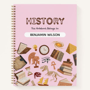 Rosa & Brown History Spiral Notebook - individuell Notizbuch