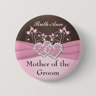 Rosa, Brownblumenmutter vom Bräutigam-Button Button