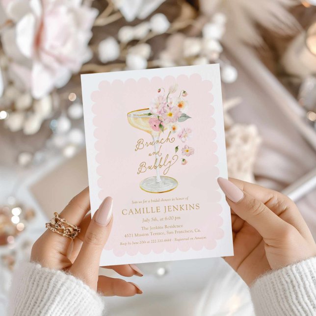 Rosa Brunch und Brautdusche Einladung (Pink Brunch and Bubbly Invitation)