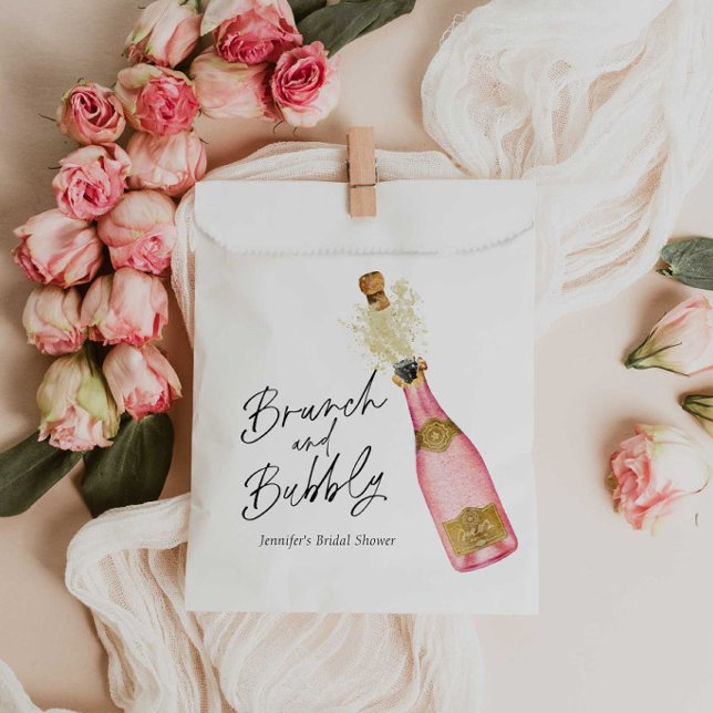 Rosa Brunch und Bubbly Brautparty Geschenktütchen (Pink and Brunch and Bubbly Bridal Shower Favor Bag)