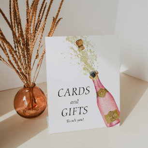 Rosa Brunch und Bubbly Cards und Geschenkzeichen Sockelschild