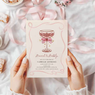 Rosa Brunch- und Sekt-Brautabschiedseinladung Einladung