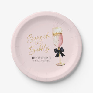 Rosa Brunch und sprudelnde Brautparty Pappteller