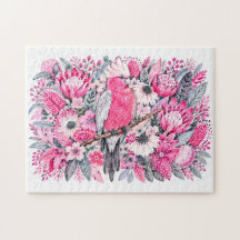 Rosa Brust Kakadu Pink Protea Aquarell