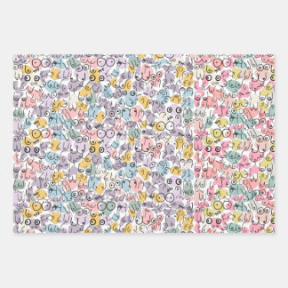 rosa Brustdesign Geschenkpapier Set