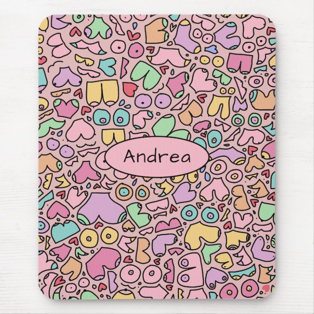 Rosa Brüste populäre lustige Muster Mousepad (Vorne)