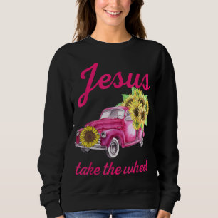 Rosa Brustkrebs Aufklärungskampagne Jesus nimmt di Sweatshirt