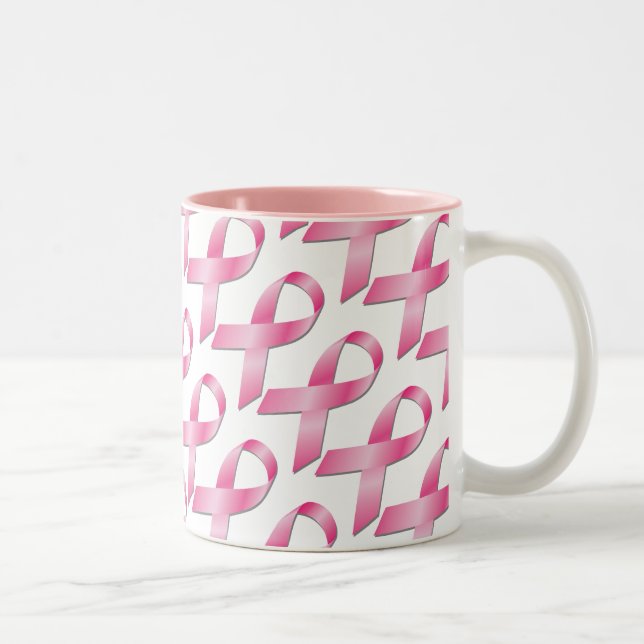 Rosa Brustkrebs-Bewusstseins-Schale Zweifarbige Tasse (Rechts)