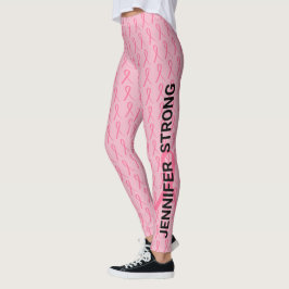 Rosa Brustkrebs Führen Sie Ihren Namen Doppelband  Leggings