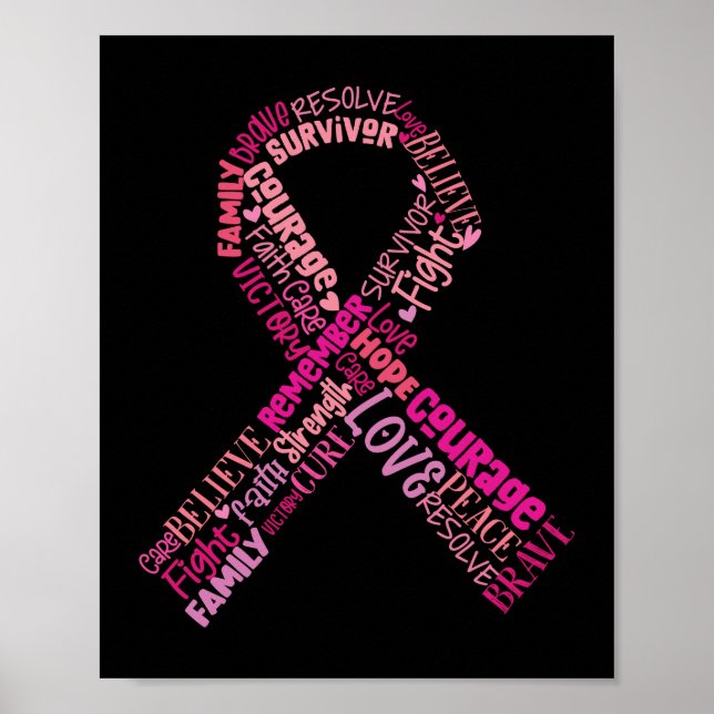 Rosa Brustkrebs-Ribbon Brustkrebs-Bewusstsein Poster (Vorne)