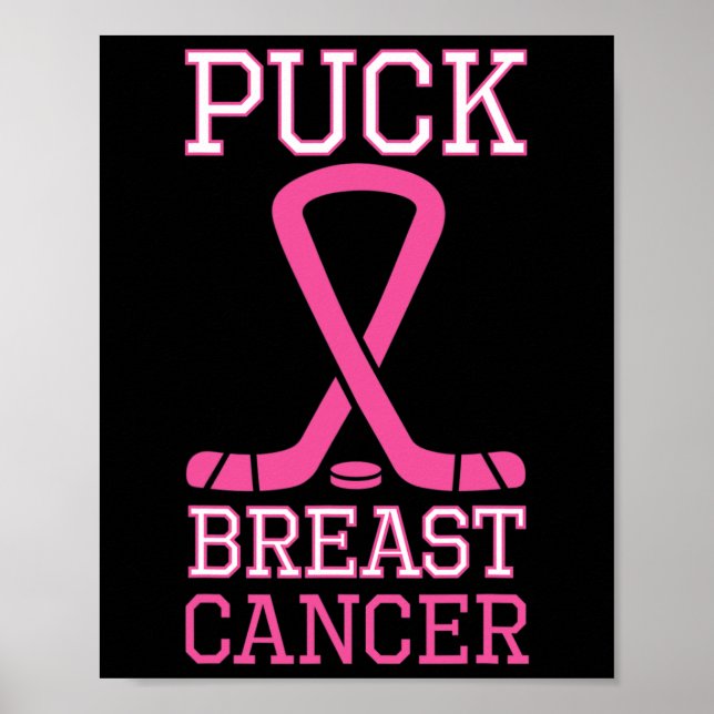 Rosa Brustkrebs Schleife Eishockeykrebstag Poster (Vorne)
