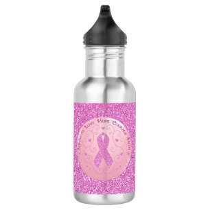 Rosa Brustkrebs Schleife Glitzer Wasser Flasche Trinkflasche