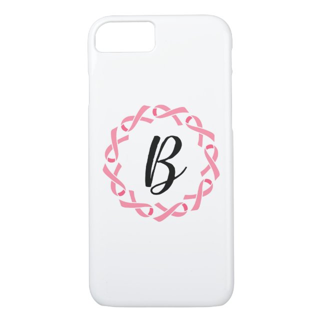 Rosa Brustkrebs Schleife Monogram Phone Case (Rückseite)